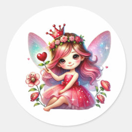 Valentijnse Schattige fee Ronde Sticker