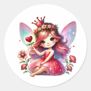 Valentijnse Schattige fee Ronde Sticker