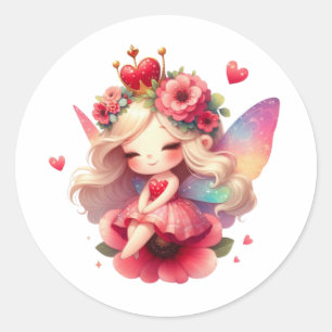Valentijnse Schattige fee Ronde Sticker