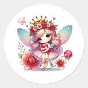 Valentijnse Schattige fee Ronde Sticker