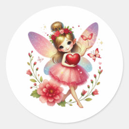 Valentijnse Schattige fee Ronde Sticker