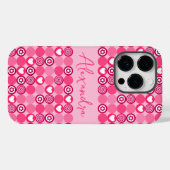 Valentijnse  Schattige Roze Hart en Bloempatroonna Case-Mate iPhone Case (Achterkant (horizontaal))