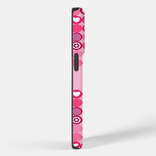 Valentijnse  Schattige Roze Hart en Bloempatroonna Case-Mate iPhone Case (Achterkant / Rechts)