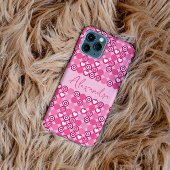 Valentijnse  Schattige Roze Hart en Bloempatroonna Case-Mate iPhone Case