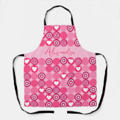 Valentijnse  Schattige Roze Hart en Bloempatroonna Schort (Voorkant)