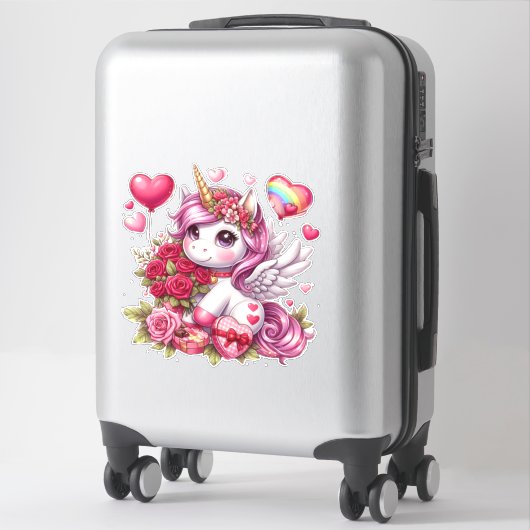 Valentijnse Schattigee Anime eenhoorn Sticker (Koffer)