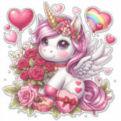 Valentijnse Schattigee Anime eenhoorn Sticker (Voorkant)