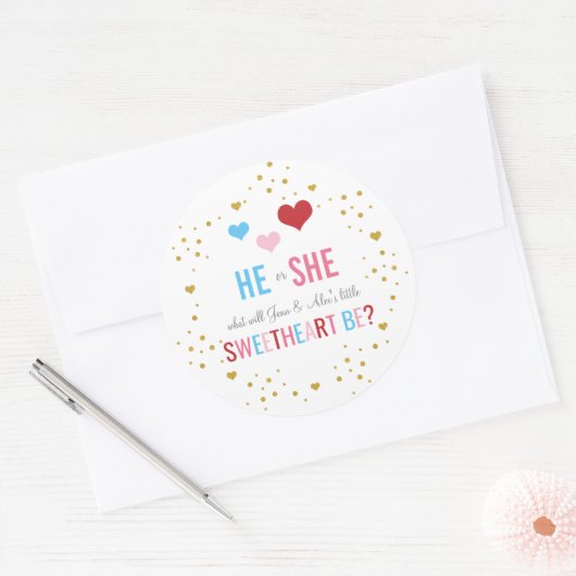 Valentijnse sekse onthult Klassieke Ronde Sticker (Envelop)