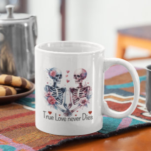 Valentijnse skeletten Ware liefde sterft nooit Koffiemok
