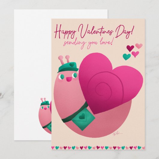 Valentijnse slak feestdagenkaart (Voorkant / Achterkant)