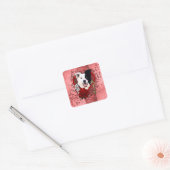 Valentijnse  - Sleutel tot mijn hart - Border Coll Vierkante Sticker (Envelop)