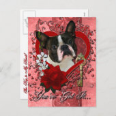 Valentijnse  - Sleutel tot Mijn Hart - Boston Terr Feestdagenkaart (Voorkant / Achterkant)