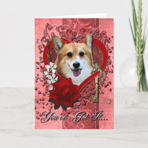 Valentijnse - Sleutel tot mijn hart - Corgi - Owen Feestdagen Kaart