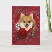 Valentijnse  - Sleutel tot mijn hart - Pomeranian Feestdagen Kaart (Voorkant)