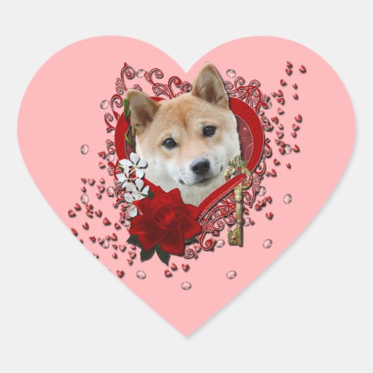 Valentijnse  - Sleutel tot mijn hart - Shiba Inu Hart Sticker (Voorkant)