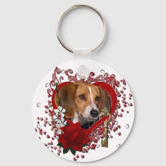 Valentijnse  - Sleutel voor Mijn hart - Beagle Sleutelhanger (Voorkant)