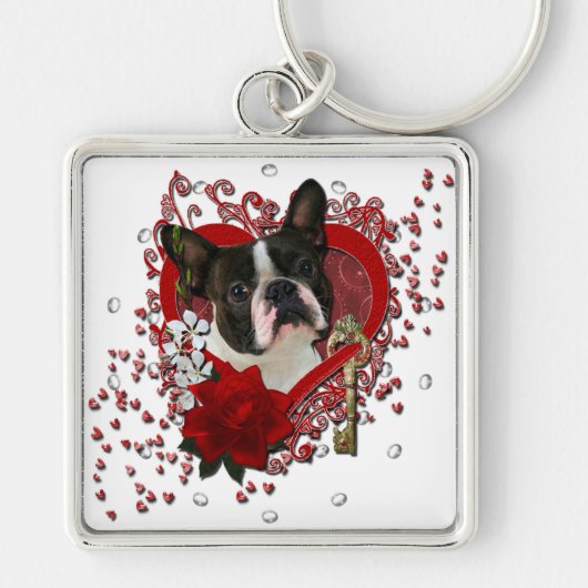 Valentijnse  - Sleutel voor Mijn hart - Boston Ter Sleutelhanger (Voorkant)