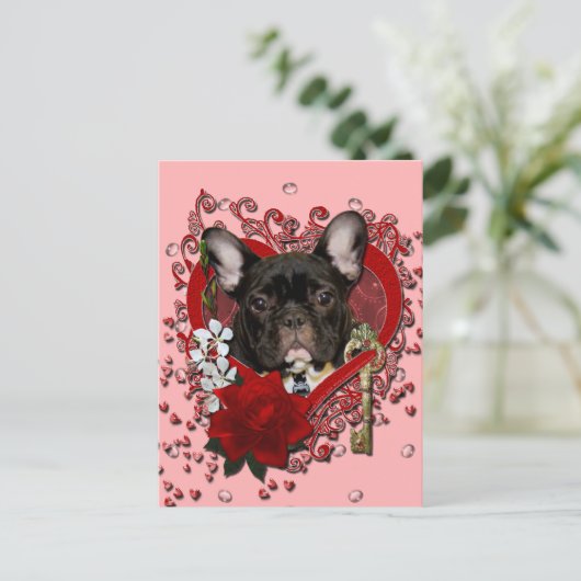 Valentijnse  - Sleutel voor Mijn hart - Franse Bul Feestdagenkaart (Staand voorkant)