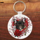 Valentijnse  - Sleutel voor Mijn hart - Franse Bul Sleutelhanger (Voorkant)