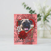 Valentijnse  - Sleutel voor Mijn hart - Pug Feestdagenkaart (Staand voorkant)