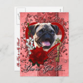 Valentijnse  - Sleutel voor Mijn hart - Pug Feestdagenkaart (Voorkant / Achterkant)