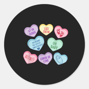 Valentijnse Snoep bevalling en geboorte Verpleegku Ronde Sticker