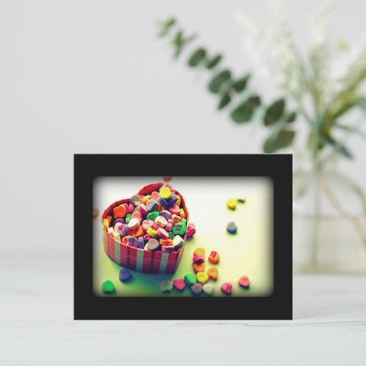 Valentijnse Snoep Hartdoos Feestdagenkaart (Staand voorkant)