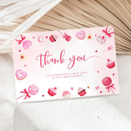 Valentijnse  snoep roze liefje bedankt kaart