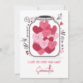 Valentijnse Snoep Roze & Rode Harten in Glazen Pot Feestdagenkaart (Voorkant)