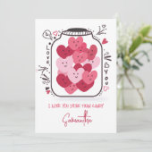 Valentijnse Snoep Roze & Rode Harten in Glazen Pot Feestdagenkaart (Staand voorkant)