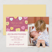 Valentijnse snoepjes Geboortekaartje Kleurrijk Har Aankondiging (Voorkant / Achterkant)