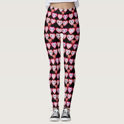 Valentijnse Snoepjes Liefde Harten en Gezichten Le Leggings (Voorkant)