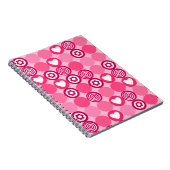 Valentijnse Stippen Schattige Roze Hart en Bloem P Notitieboek (Rechterzijde)