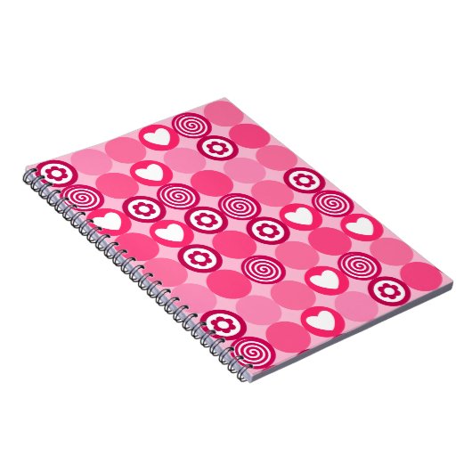 Valentijnse Stippen Schattige Roze Hart en Bloem P Notitieboek (Rechterzijde)