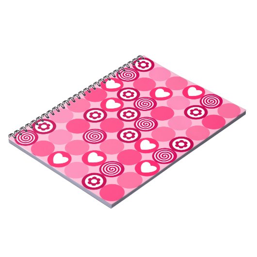 Valentijnse Stippen Schattige Roze Hart en Bloem P Notitieboek (Linkerzijde)