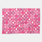 Valentijnse Stippen Schattige Roze Hart en Bloem P Theedoek (Horizontaal)
