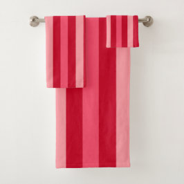 Valentijnse  Strepen van Rood en Roze Bad Handdoek