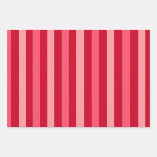 Valentijnse  Strepen van Rood en Roze Inpakpapier Vel (Voorkant 3)