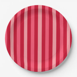 Valentijnse  Strepen van Rood en Roze Papieren Bordje