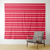 Valentijnse  Strepen van Rood en Roze Wandkleed (In Situ (horizontaal))