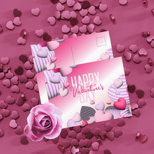 Valentijnse strips met roze en witte hartballonnen briefkaart