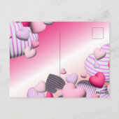 Valentijnse strips met roze en witte hartballonnen briefkaart (Achterkant)