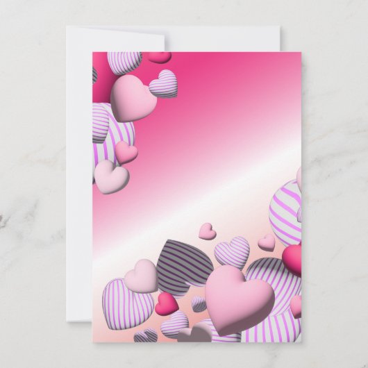 Valentijnse strips met roze en witte hartballonnen kaart (Achterkant)