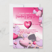 Valentijnse strips met roze en witte hartballonnen kaart (Voorkant)