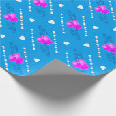 Valentijnse stutten Roze en witte harten op BLUE Cadeaupapier (Hoek)