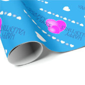 Valentijnse stutten Roze en witte harten op BLUE Cadeaupapier (Rol Hoek)