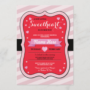 Valentijnse Sweetheart Baby shower Girl Love Invit Kaart