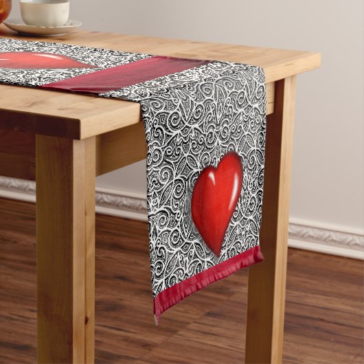 Valentijnse tablecloth Runner Heart Korte Tafelloper (Voorbeeld)