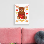 Valentijnse Teddy Bear van het schilderachtige sch Canvas Afdruk (Insitu (Woonkamer))