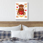 Valentijnse Teddy Bear van het schilderachtige sch Canvas Afdruk (Insitu (Slaapkamer))